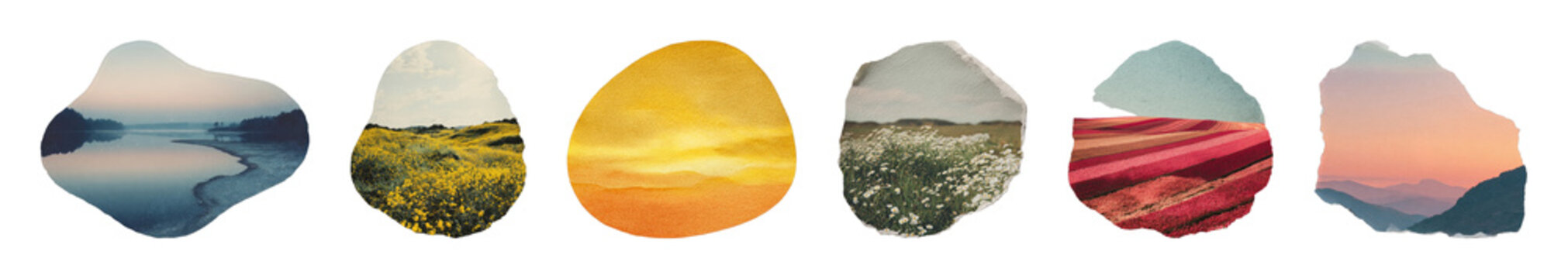 PNG Abstract nature landscape collage art on transparent background