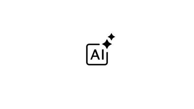 A clean and modern AI design icon featuring a glowing shine effect. Ideal for representing digital creativity, graphic design tools, software interfaces, branding elements.