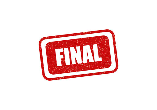 Red rubber stamp with the word final written in a bold white font style isolated on transparent background