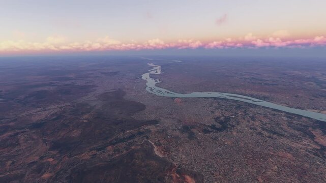 Sunset aerial shot of Bamako. Mali