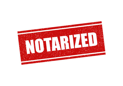 Red rubber stamp with the word notarized isolated for legal document approval isolated on transparent background