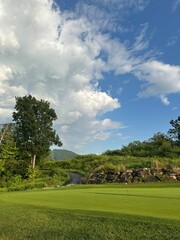 Fototapeta premium golf course with blue sky