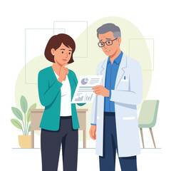 Obraz premium Doctor Discusses Results With Patient, Healthcare Consultation, Medical Report Analysis