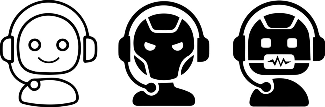 Virtual Assistant & Call Center Help Concept Symbol ,Chatbot assistant icon with headset. 