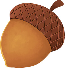 Brown acorn illustration for autumn season and nature harvest designs © andika96