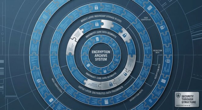 Circular Encryption Archive System Rings Showing Data Protection Technology