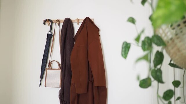 Coat and accessory display in a home setting