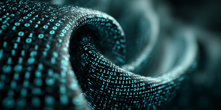 Abstract representation of binary data flow with a focus on data privacy and digital laws in a futuristic environment