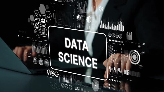 Professional Data Science Concept with Graphical User Interface and Analytics for Business Insights and Decision Making. Asymptotic smart data analytic.