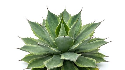 Fototapeta premium Vibrant Green Agave Plant Isolated on White Background Lush Succulent for Desert Decor Landscaping Projects