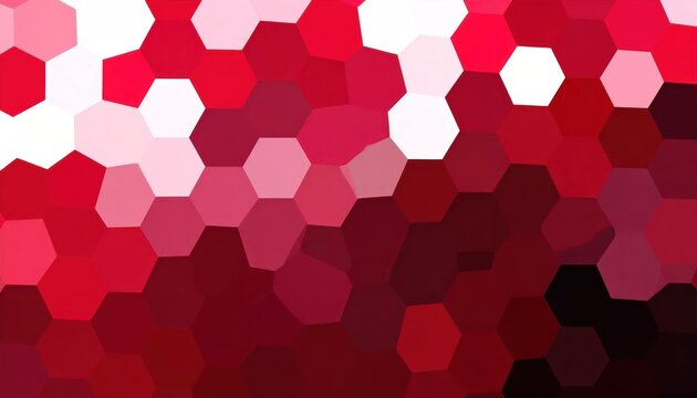 Geometric red and white hexagon pattern abstract background.