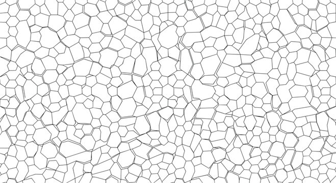 Abstract Voronoi Polygon Seamless Pattern with Irregular Geometric Line Art Vector Background