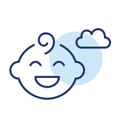 Fototapeta premium Cloud nursery, digital memories, baby nursery. Pixel perfect, editable stroke vector icon