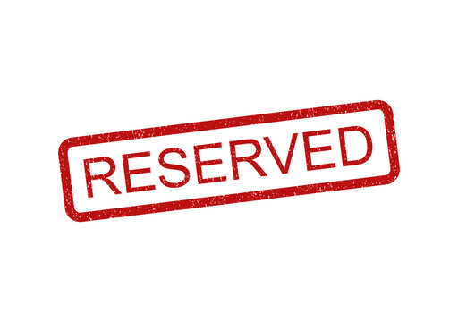 Red ink rubber stamp with the word reserved in a rectangular border frame isolated on transparent background