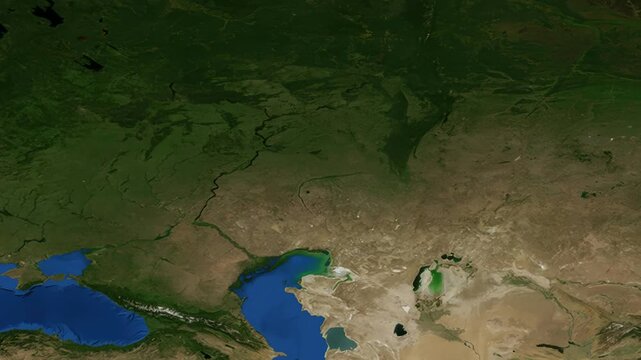 Satellite Map Zoom Animation From World View To Ufa Russia
