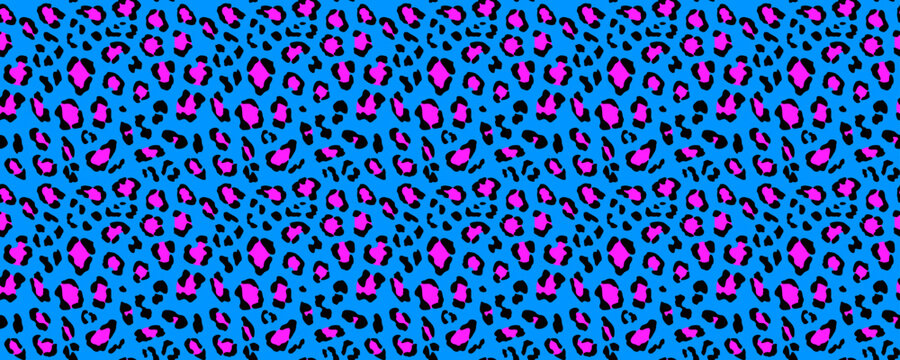 Trendy neon leopard seamless pattern. Repeated vibrant cheetah background. Repeating exotic animal skin surface for textile design, fashion print. Bright safari theme wallpaper. Vector backdrop