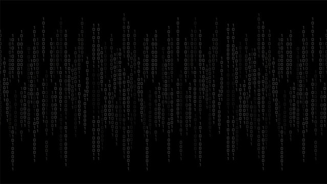 Falling Binary Code on Black Digital Background