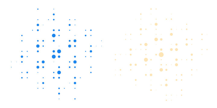 Minimalist abstract dot pattern design with blue and orange color scheme isolated on transparent background