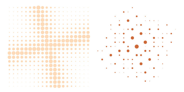 Minimalist geometric dot pattern with cross and scatter design in warm orange color isolated on transparent background