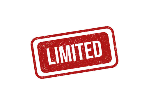 Red rubber stamp with the word limited inside a rectangular frame design isolated on transparent background