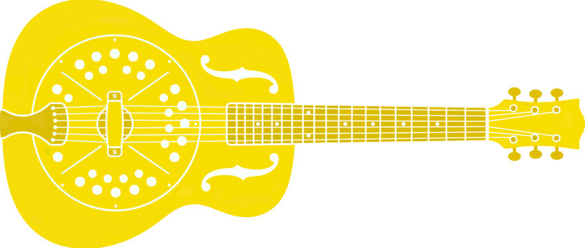 Stylized Yellow Acoustic Guitar Illustration