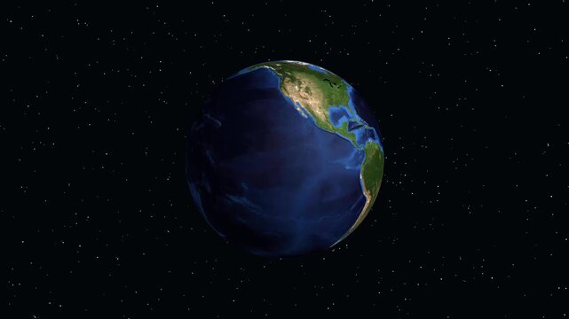 Digital Animation Zooming into Springfield Illinois on a Rotating Earth Globe