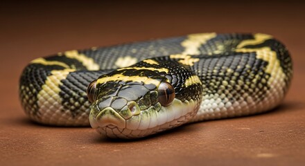 Obraz premium Close-up of a yellow and black snake.