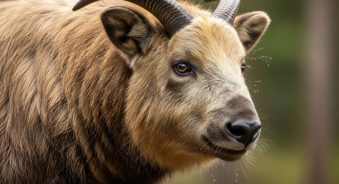 Close-up of a wild goat head.