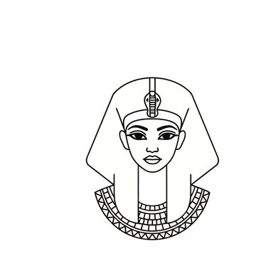 Egyptian Pharaoh Headdress Line Art