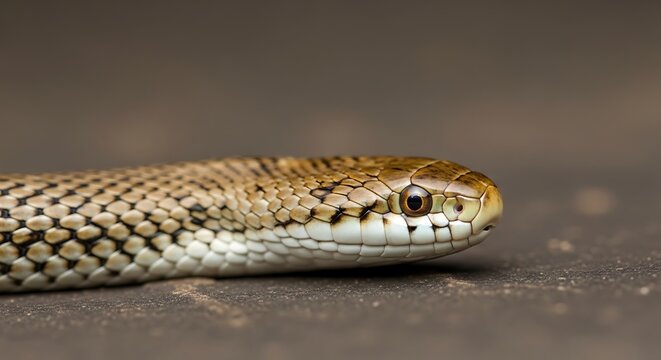 Close-up of brown snake head.