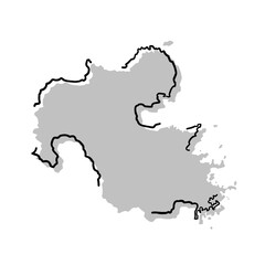 Fototapeta premium Oita prefecture map silhouette illustration, Japan regional map gray outline, simple hand drawn