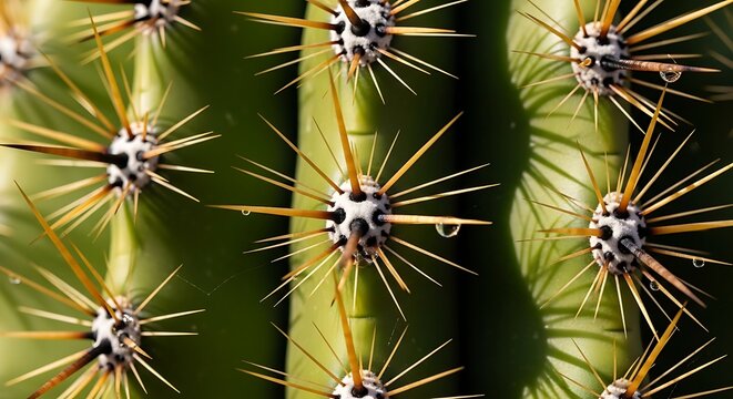 Close-up of green cactus spines.