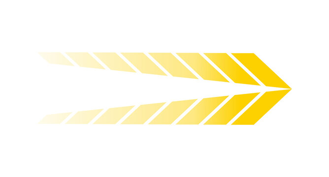 Speed and progress represented by yellow arrows moving forward