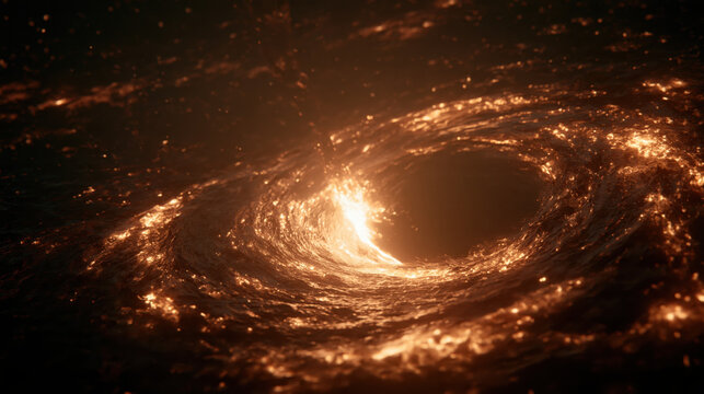 Black hole light deep space galaxy space cosmic vortex gravity singularity energy dark orange glow spiral ring accretion plasma universe astronomy science abstract motion swirl core void event