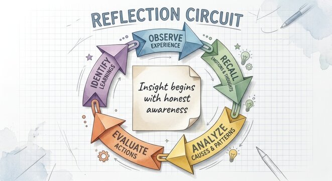 Reflection Circuit Diagram Illustrating Learning Process with Insight Note