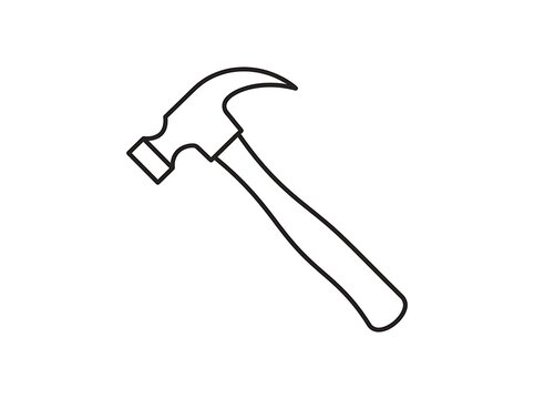 Black outline hammer icon illustration