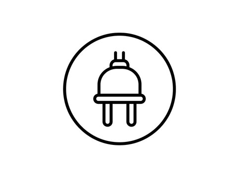 Simple electric plug icon in a circle