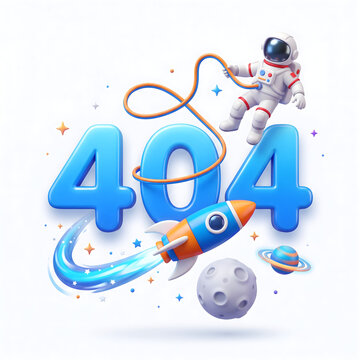 404 error page not found astronaut space exploration design