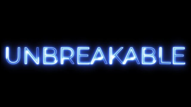 Blue Neon Unbreakable Text Animation on Black
