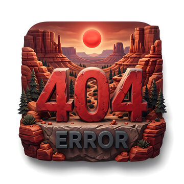 404 error page not found concept with desert canyon scenery