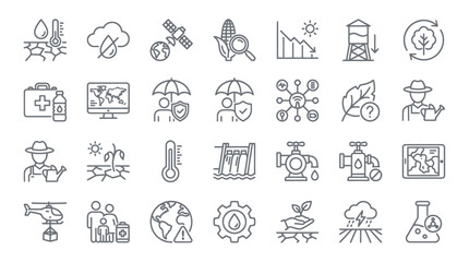 Fototapeta premium Sustainable farming and ecological environment icons