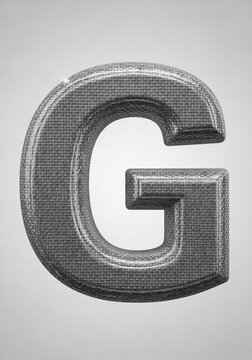立体的な布地テクスチャのグレースケール文字「G」