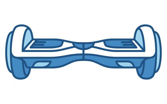 Blue Hoverboard Flat Vector Illustration
