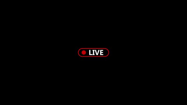 Red live stream button icon animation with transparent background and alpha channel, 4K motion graphic