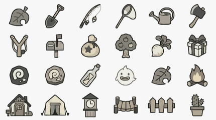 Clean Minimalist Line Drawing Icons Set of Everyday Objects and Activities in Monochrome with high quality professional line art symbols for modern creative design and digital branding projects © Lina