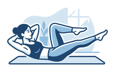 Obraz premium Woman Doing Bicycle Crunches Vector Illustration
