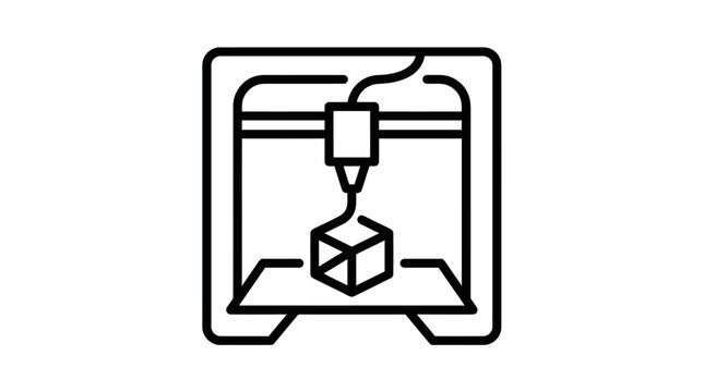 3D printer icon printing a cube shape