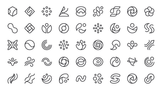 Abstract geometric line art logo and symbol collection.