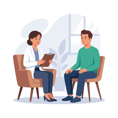 Fototapeta premium Doctor and Patient Consultation - Mental Health Therapy Session Illustration