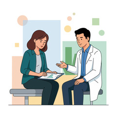 Fototapeta premium Doctor and Patient Consultation, Vector Illustration in Flat Design Style